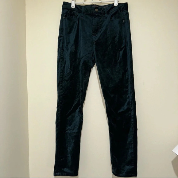 Women’s 7 For All Mankind Holiday Velvet Dark Green  Ankle Skinny Jeans Size: 8 - Picture 9 of 16